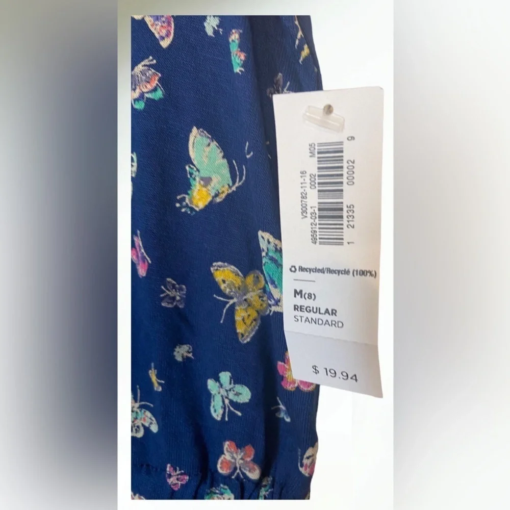 Old Navy Blue Short Romper with Butterflies Size: 8 New with Tags